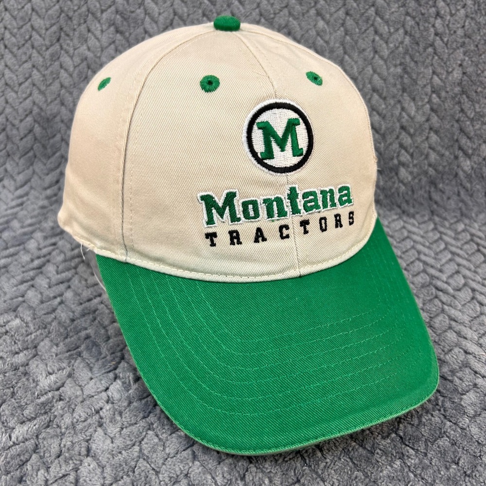 Montana Tractors Logo Mens Beige Green Montana Tractors Baseball Hat OSFM